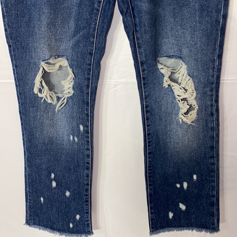 Zara Z1975 Denim Distressed Ripped Raw Hem Boyfriend Jeans Size 4 - Picture 10 of 13